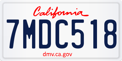CA license plate 7MDC518