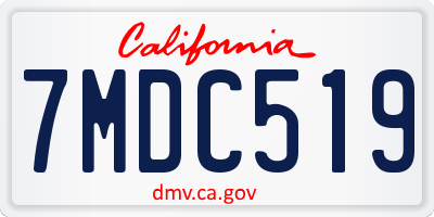 CA license plate 7MDC519