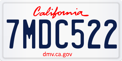 CA license plate 7MDC522