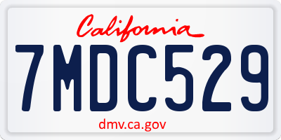 CA license plate 7MDC529
