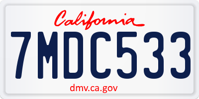 CA license plate 7MDC533