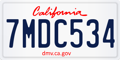 CA license plate 7MDC534