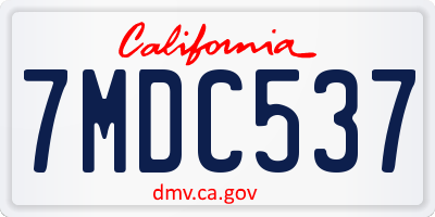 CA license plate 7MDC537