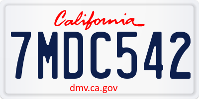 CA license plate 7MDC542