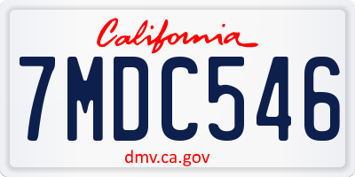 CA license plate 7MDC546