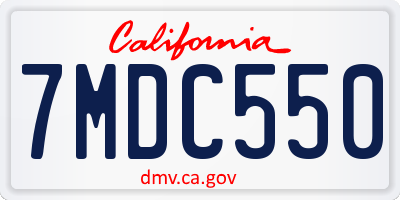 CA license plate 7MDC550
