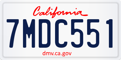 CA license plate 7MDC551