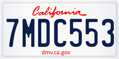 CA license plate 7MDC553