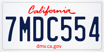 CA license plate 7MDC554