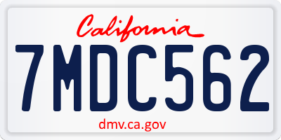 CA license plate 7MDC562