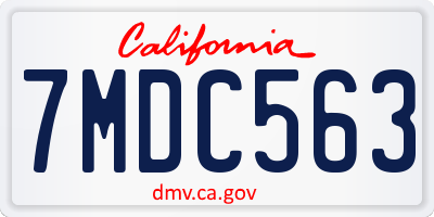 CA license plate 7MDC563