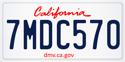 CA license plate 7MDC570