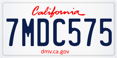 CA license plate 7MDC575