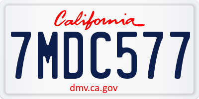 CA license plate 7MDC577