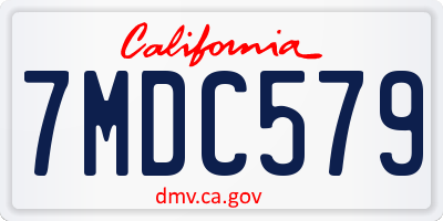 CA license plate 7MDC579