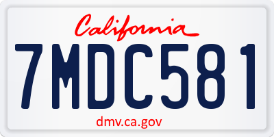 CA license plate 7MDC581