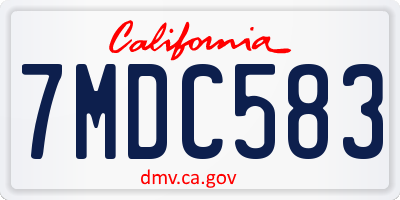 CA license plate 7MDC583
