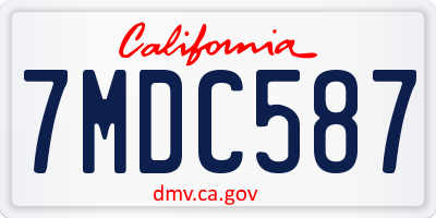 CA license plate 7MDC587