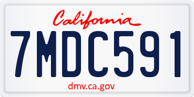 CA license plate 7MDC591