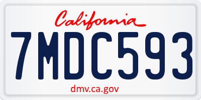 CA license plate 7MDC593