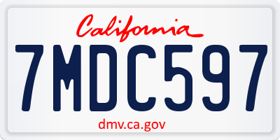 CA license plate 7MDC597