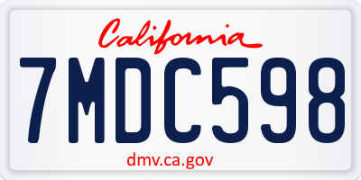 CA license plate 7MDC598