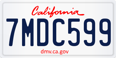 CA license plate 7MDC599