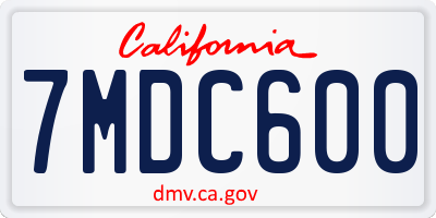 CA license plate 7MDC600