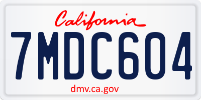 CA license plate 7MDC604