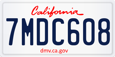 CA license plate 7MDC608