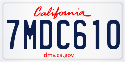 CA license plate 7MDC610