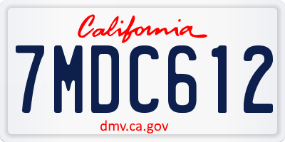 CA license plate 7MDC612