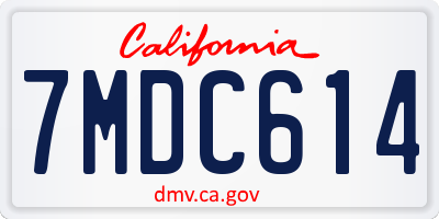 CA license plate 7MDC614