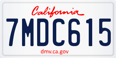 CA license plate 7MDC615