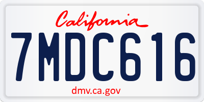 CA license plate 7MDC616