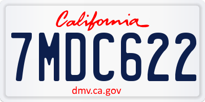CA license plate 7MDC622