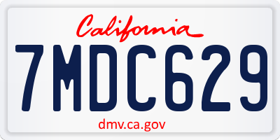 CA license plate 7MDC629