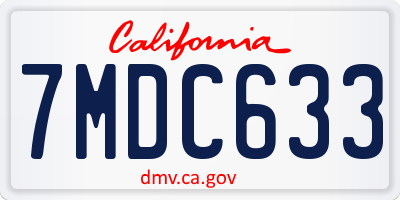 CA license plate 7MDC633