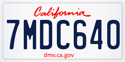CA license plate 7MDC640