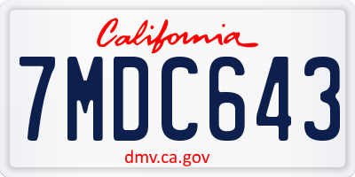 CA license plate 7MDC643