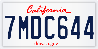 CA license plate 7MDC644