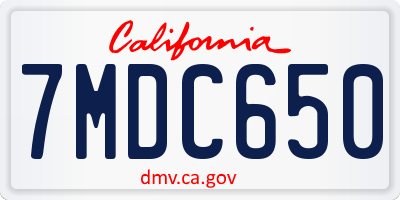 CA license plate 7MDC650