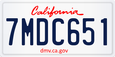 CA license plate 7MDC651