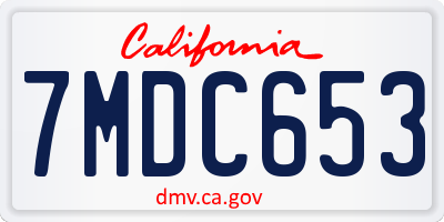 CA license plate 7MDC653