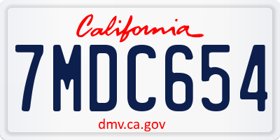 CA license plate 7MDC654