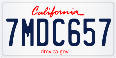 CA license plate 7MDC657