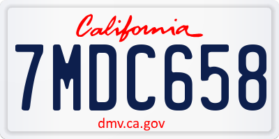 CA license plate 7MDC658