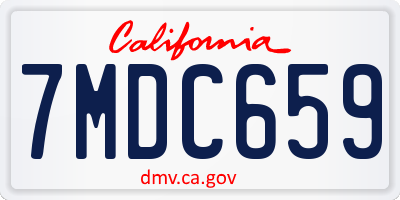 CA license plate 7MDC659