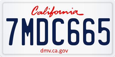 CA license plate 7MDC665