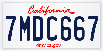 CA license plate 7MDC667